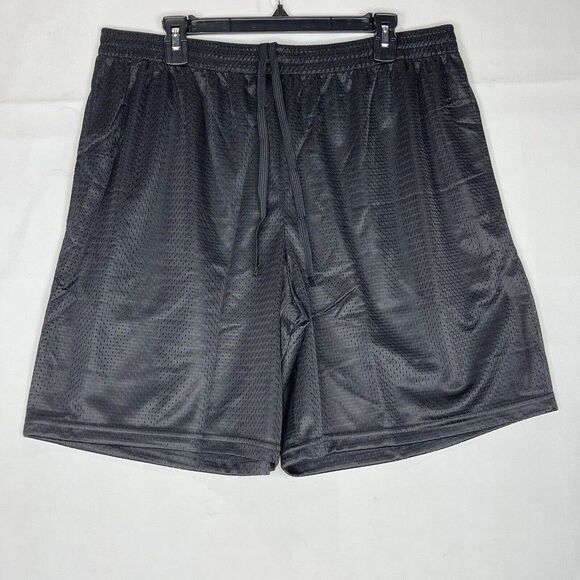 New Men Athletic Black Mesh Shorts XL Jersey 2 Pockets Gym Basketball - Picture 2 of 16
